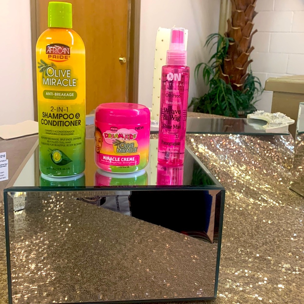 African Pride Olive Miracle 2in1 sham/cond, kids miracle crème BONUS Weave Mist